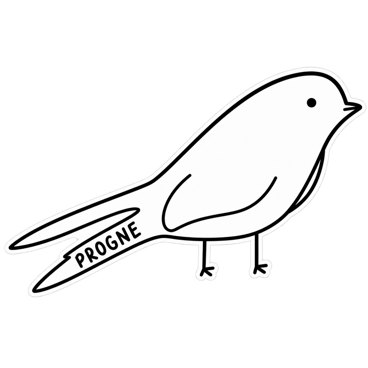 Die-cut Little Martin sticker, line-art bird illustration